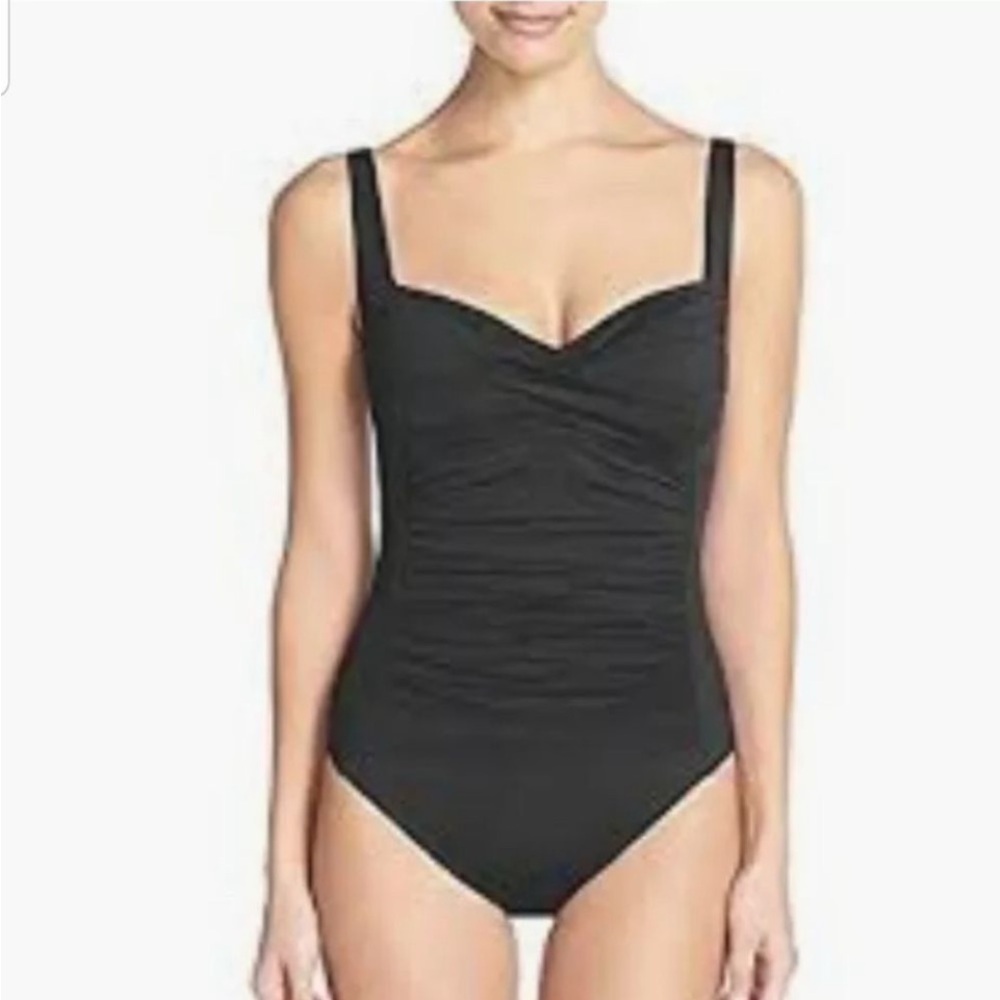 ADFOLF One Piece Black Ruched swimsuit. Sz medium. - Picture 4 of 7